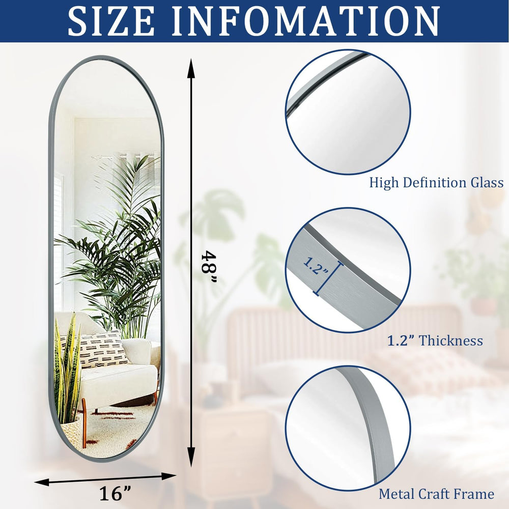 Bathroom Wall Mirror Full Length Metal Aluminum Framed Floor Mirror 48"x...