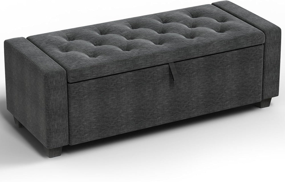 48" Ottoman with Storage,DarkGray Storage Ottoman Bench,Bench for Bedroom