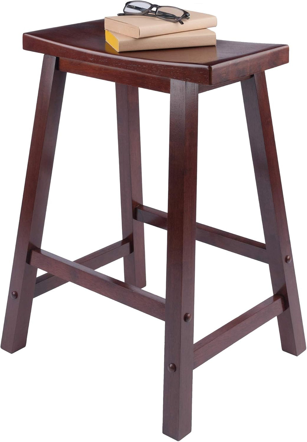 Winsome Satori Saddle Seat Counter Stool, Walnut, 24"