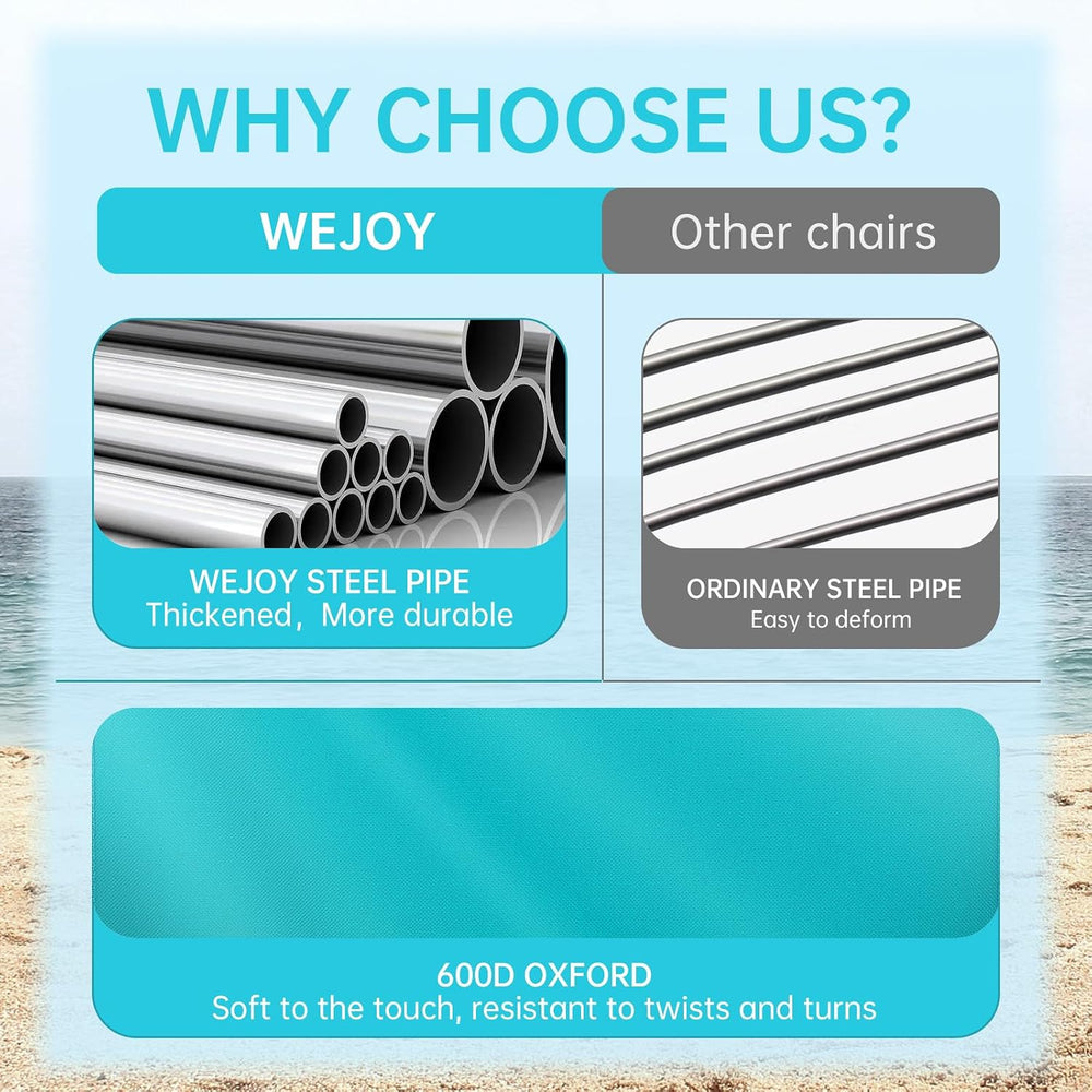 #WEJOY Folding Beach Chairs for Adults, High Back Lightweight for Camp Lawn