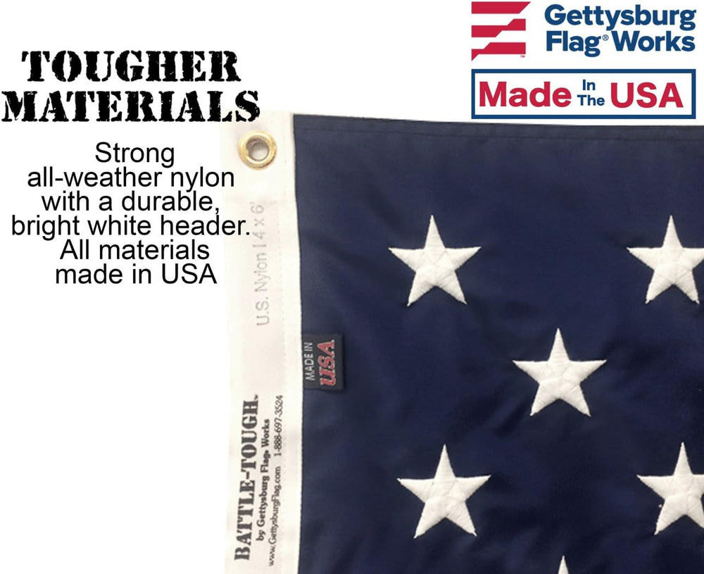 3x5' Battle-Tough® US Flag, Durable All-Weather Nylon American Flag, Sewn...