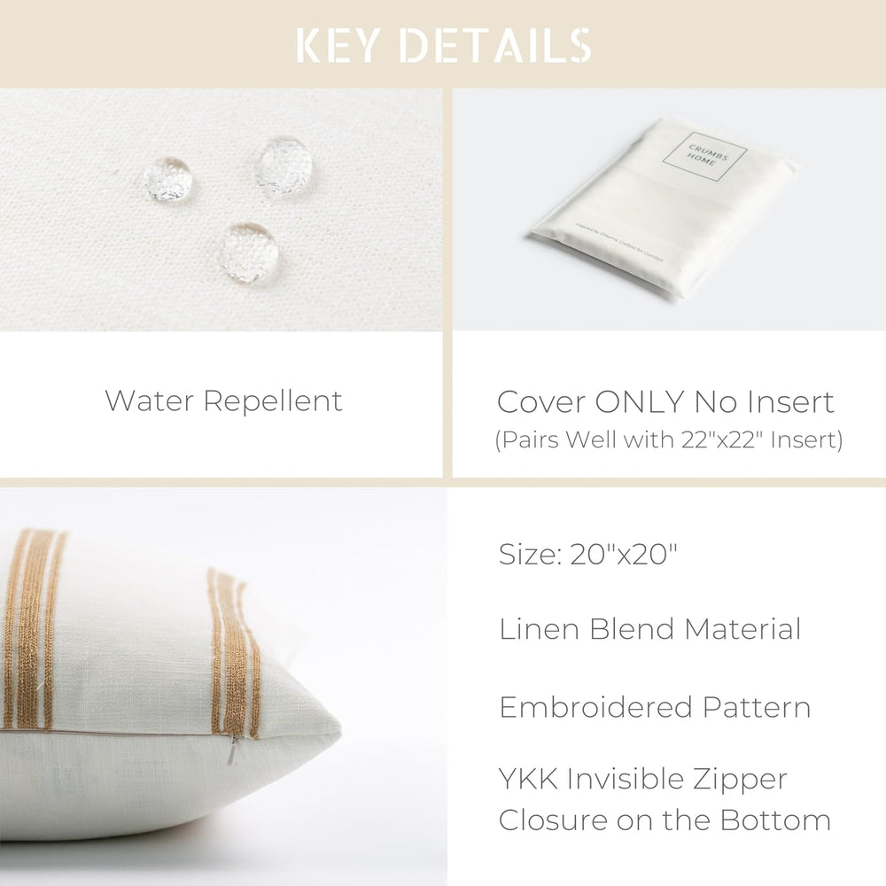 Crumbs Home Modern Farmhouse Fall Linen Indoor Outdoor Throw Pillow Cover Onl...