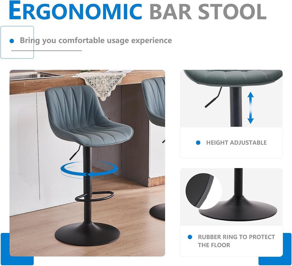 YOUNIKE Grayish Green Bar Stools Set of 2 for Kitchen Island