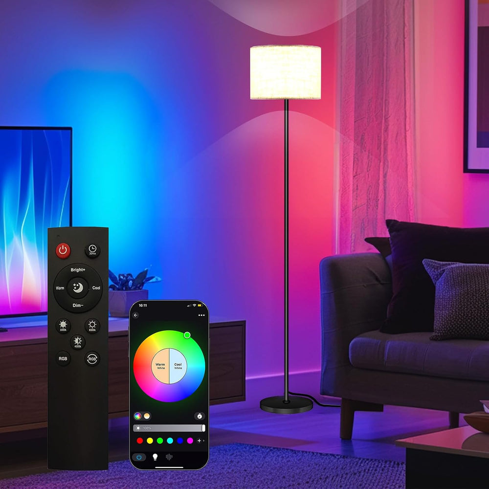 Qaubauyt Smart LED Floor Lamp with APP Control & RGB Colors - Dimmable St...