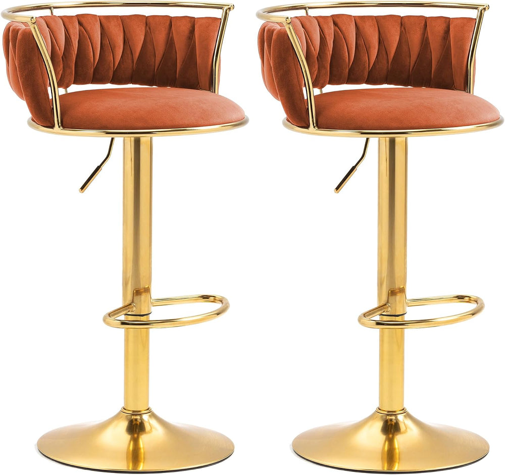 Velvet Swivel Bar Stools, Adjustable Counter Height Bar Chairs with Low Back ...