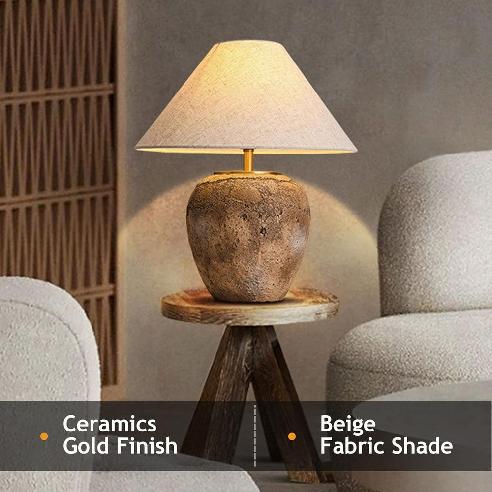 Rustic Farmhouse Clay Pot Table Lamps 19.6" Tall Ceramic Table Lamp, Ame...
