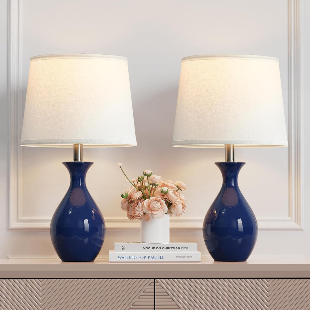 PARTPHONER Table Lamp Set of 2, Modern Ceramic Bedside Lamps for Night Stands...