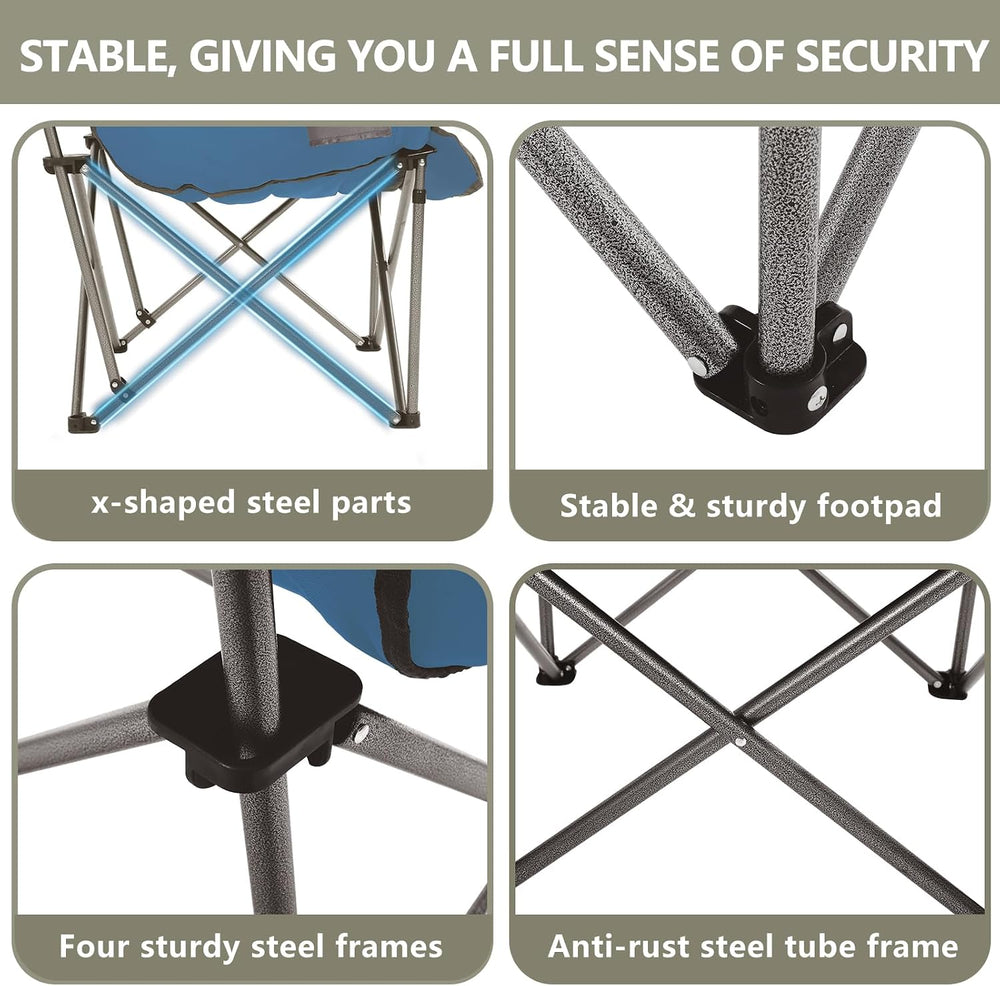Colegence Oversized Camping Chair for Adults, Padded Lawn Chair 1 Pack