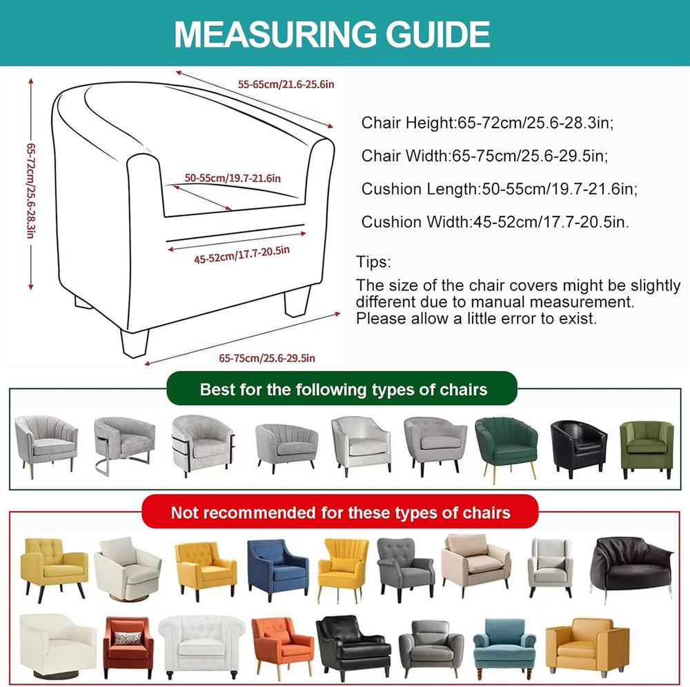 NILUOH Stretch Club Chair Slipcover 2-Piece Set for Barrel & Tub Chairs, ...