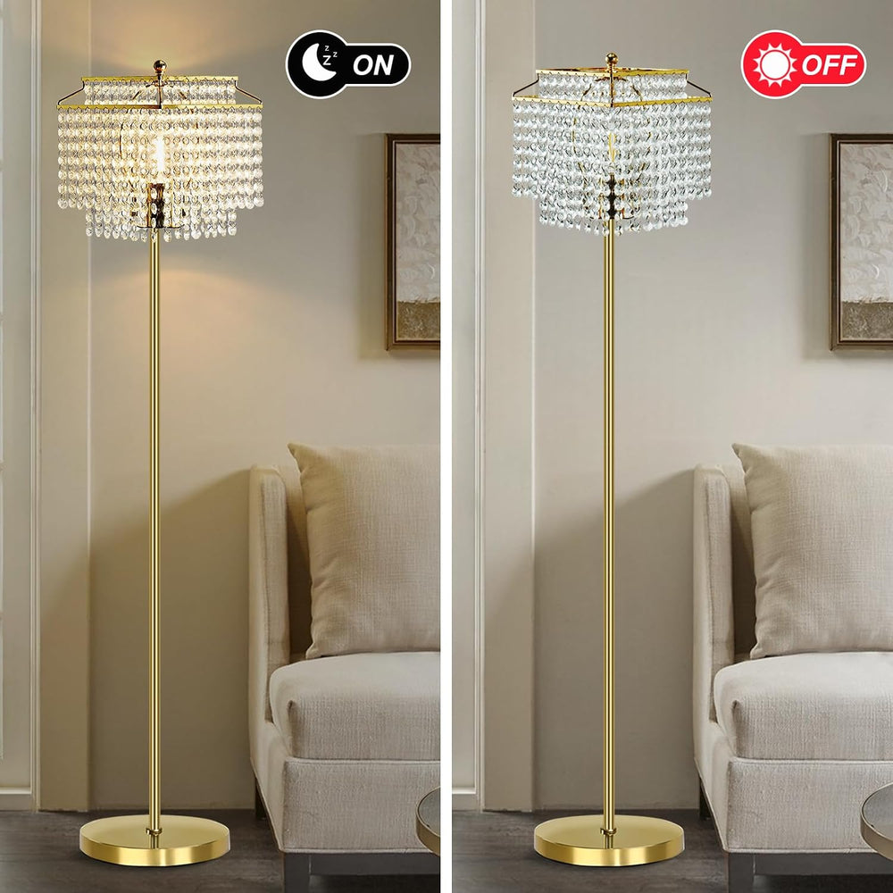 Luvkczc Gold Crystal Floor Lamp, 64" Tall Elegant Standing Lamp