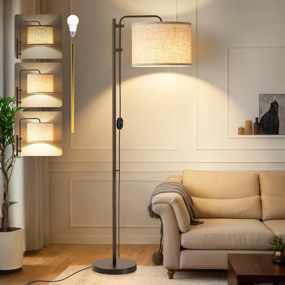 GyroVu Dimmable Floor Lamp for Living Room, Adjustable Height Standing Lamp