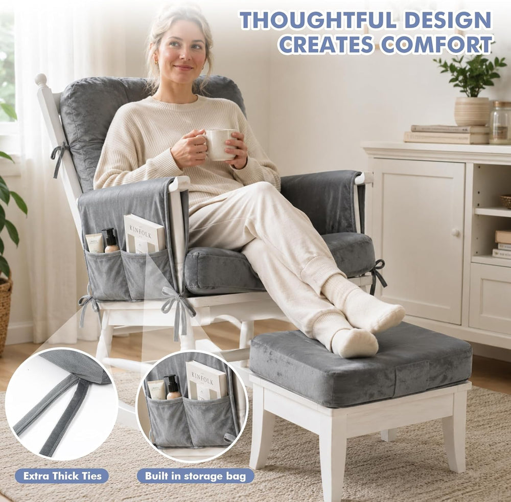 Glider Rocker Replacement Cushions Set, Filled with Shredded Memory Foam and ...