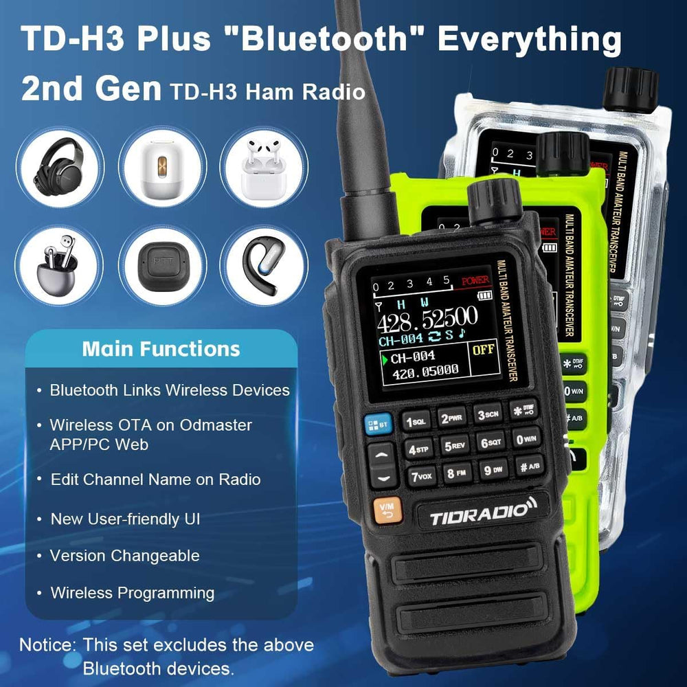 TIDRADIO TD-H3 Plus Ham Radio Handheld, Bluetooth-Headphone-connectable,Wirel...