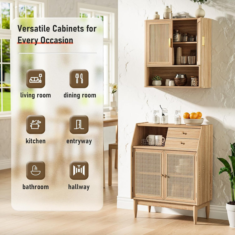 Bathroom Wall Storage Cabinet, Medicine Cabinet with Adjustable Wood Shelf &a...