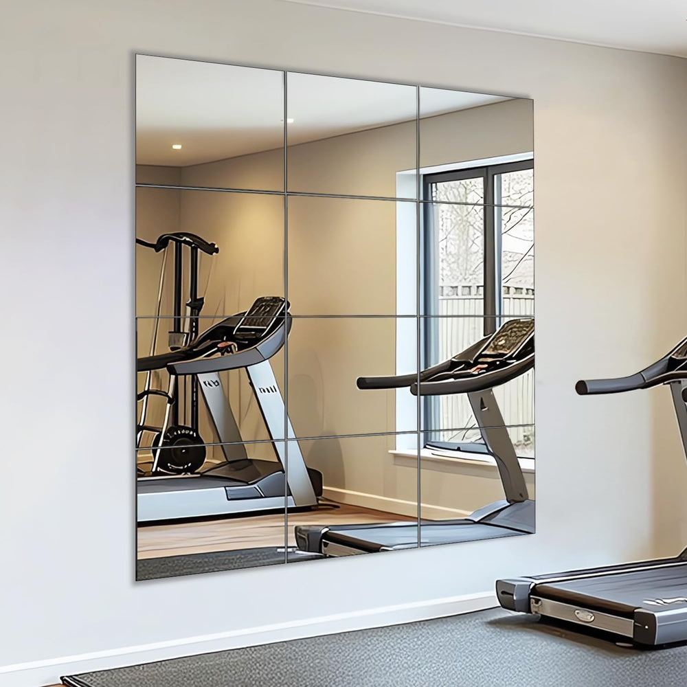 VASUHOME Home Gym Mirrors 12 Inch x 12PCS, HD Glass Wall Mounted Mirror Tiles...
