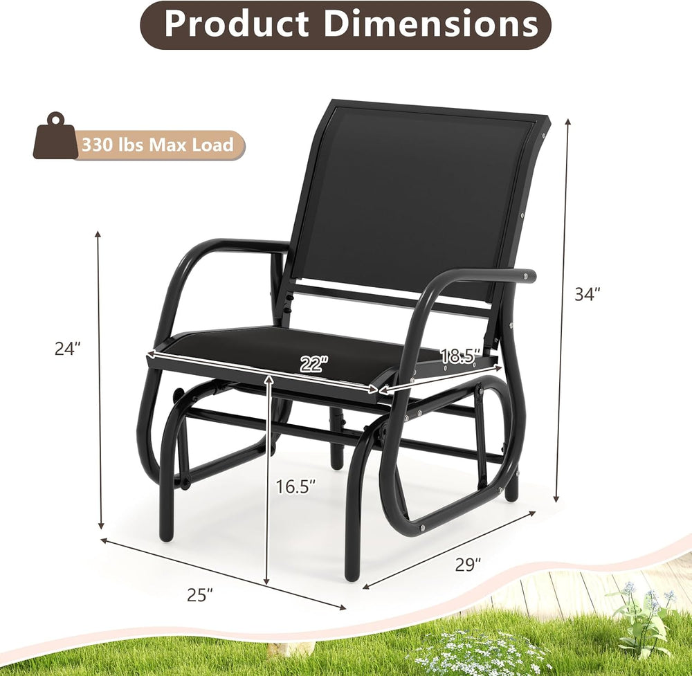 GIANTEX Outdoor Glider Chairs 2 Pack, Smooth Patio Gliding Chairs