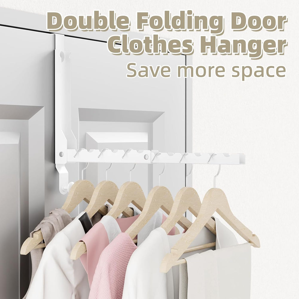 Over the Door Hanger Folding Clothes Drying Rack with 1 Hooks, Double Fold Ha...