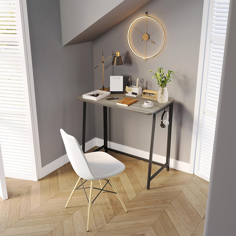 WOHOMO Folding Desk 31.5" Foldable Computer Table for Small Spaces GrayWash