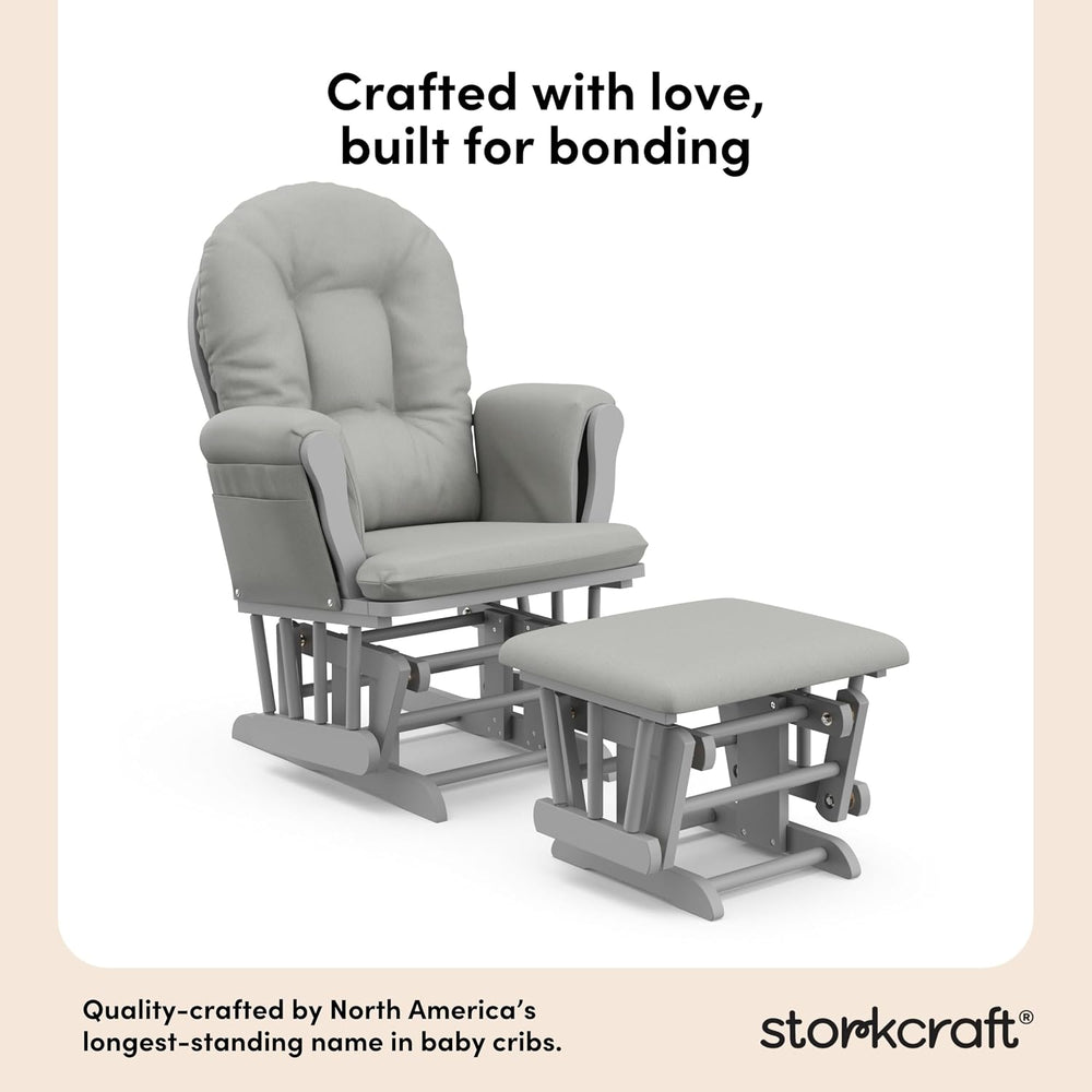 Storkcraft Premium Hoop Glider & Ottoman, Pebble Gray/Light Gray