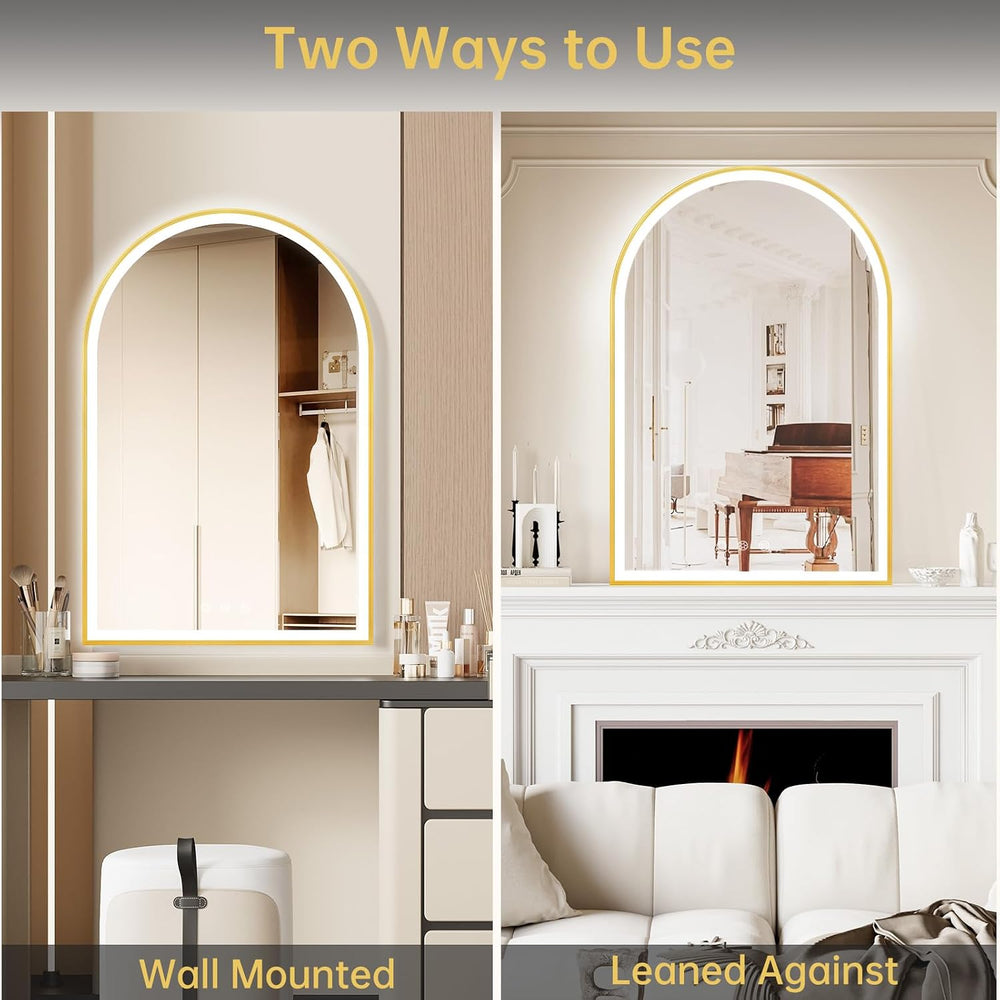 24"x36" Arched LED Lighted Bathroom Mirror with Lights