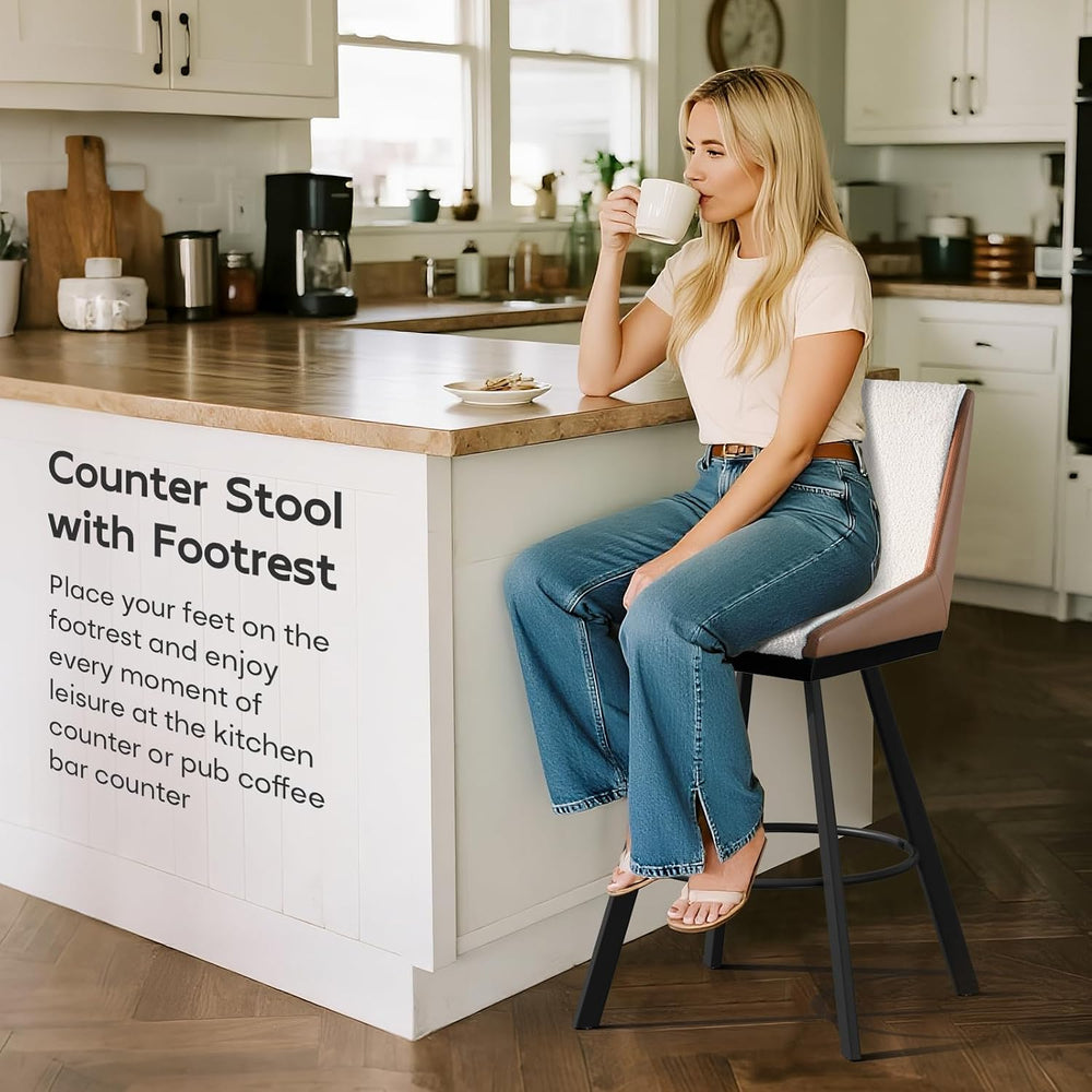 Ollega Counter Height Bar Stools B3213 (White Brown, 26" 4 Pieces)