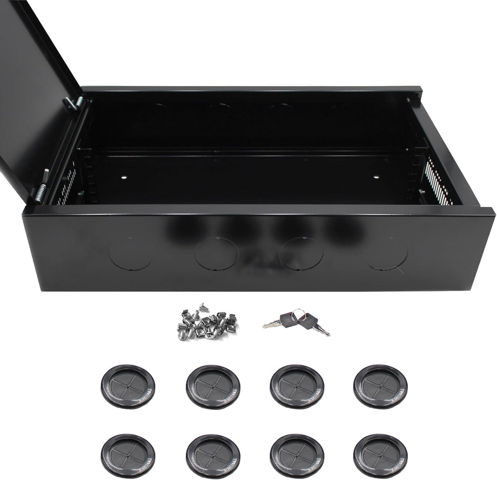 Electriduct 2U Wall Mount Rack Enclosure Network Cabinet Solid Door Black Pow...