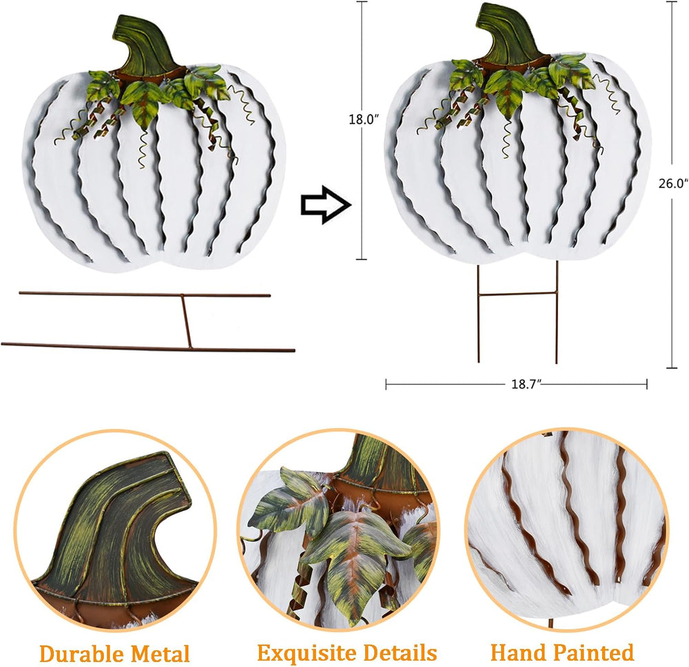 Aecipl Metal Pumpkin Garden Stakes - Autumn Decorative Yard Signs - Indoor Ou...
