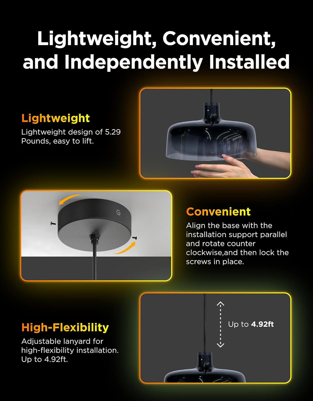 Govee Pendant Lights for Kitchen Island, Three-Layer RGBIC Smart Lighting