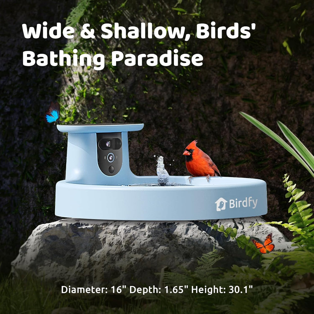 Birdfy Smart Bird Bath with Camera, Solar Powered, Dual-Lens 2K AI Camera