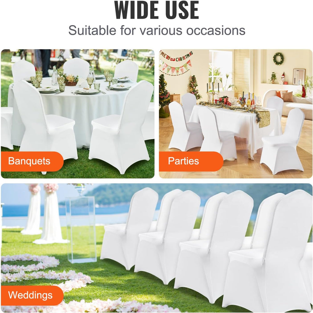 VEVOR 100 Pcs White Chair Covers Polyester Spandex Chair Cover Stretch Slipco...