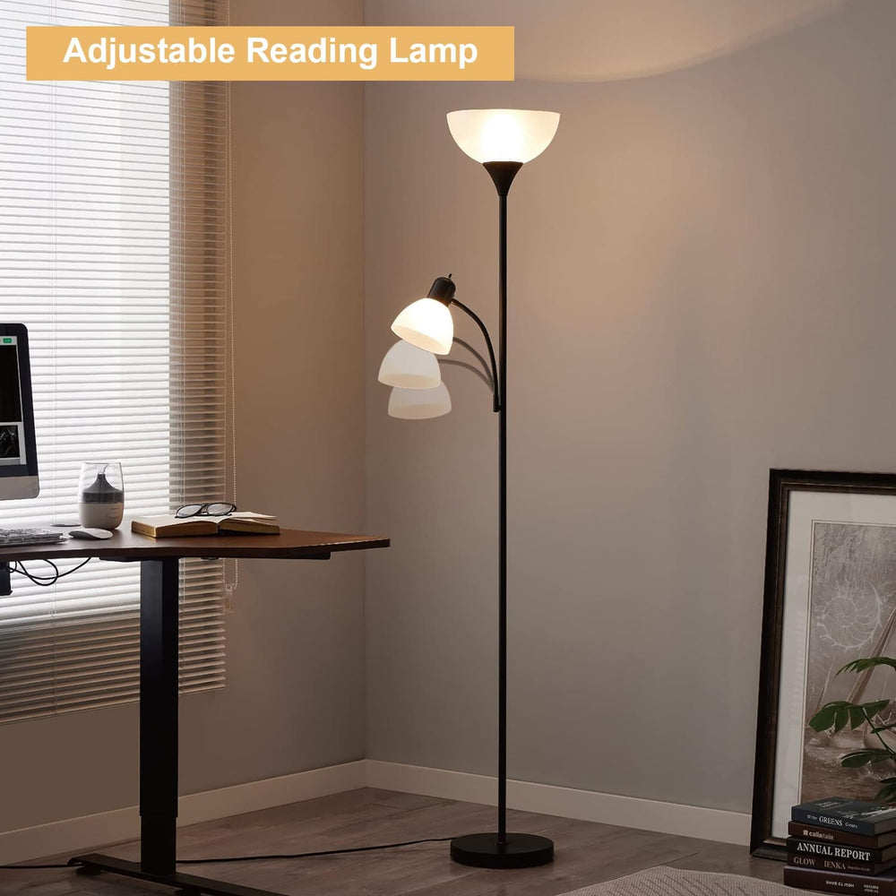 Floor Lamp with Reading Light, 72" Tall Lamp for 2 Head, Standing Lamps ...