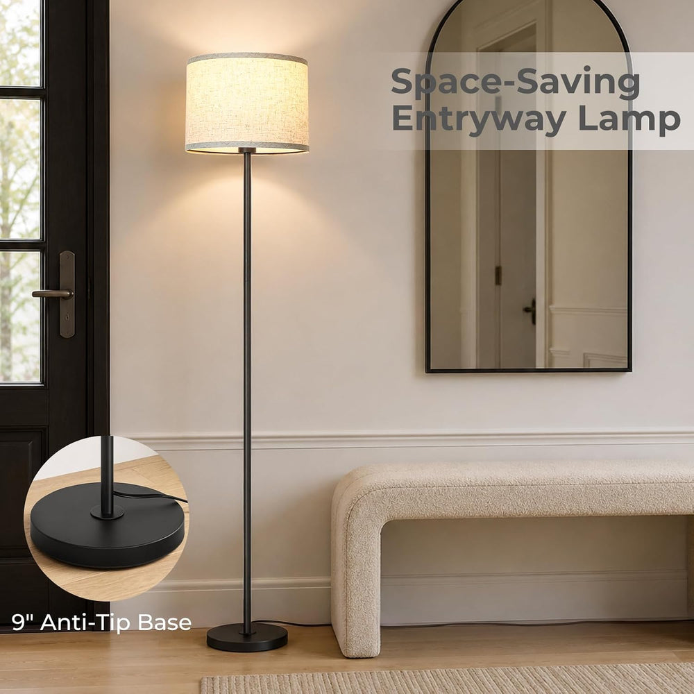 Qingmiao Black Floor Lamp for Living Room, Anti-Tip Base, 3 Way Bulb