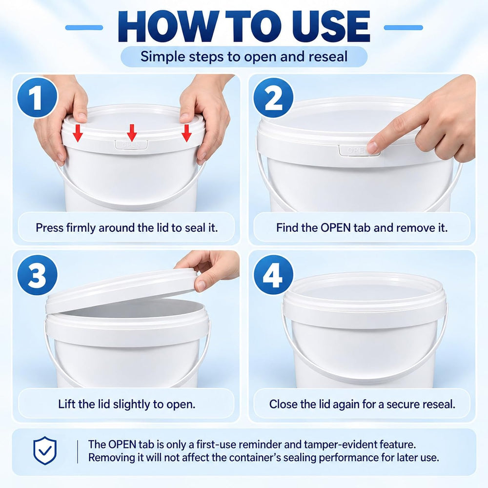 DEMORA 3 Pack 2.6 Gallon Food Grade Storage Buckets with Lids, White