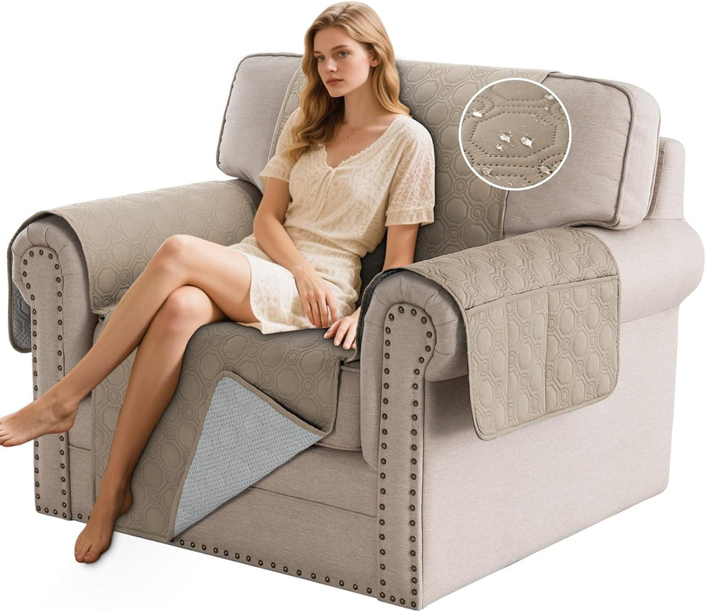 PrinceDeco Chair Covers Slipcover Waterproof Couch Cover that Stays On Sofa N...