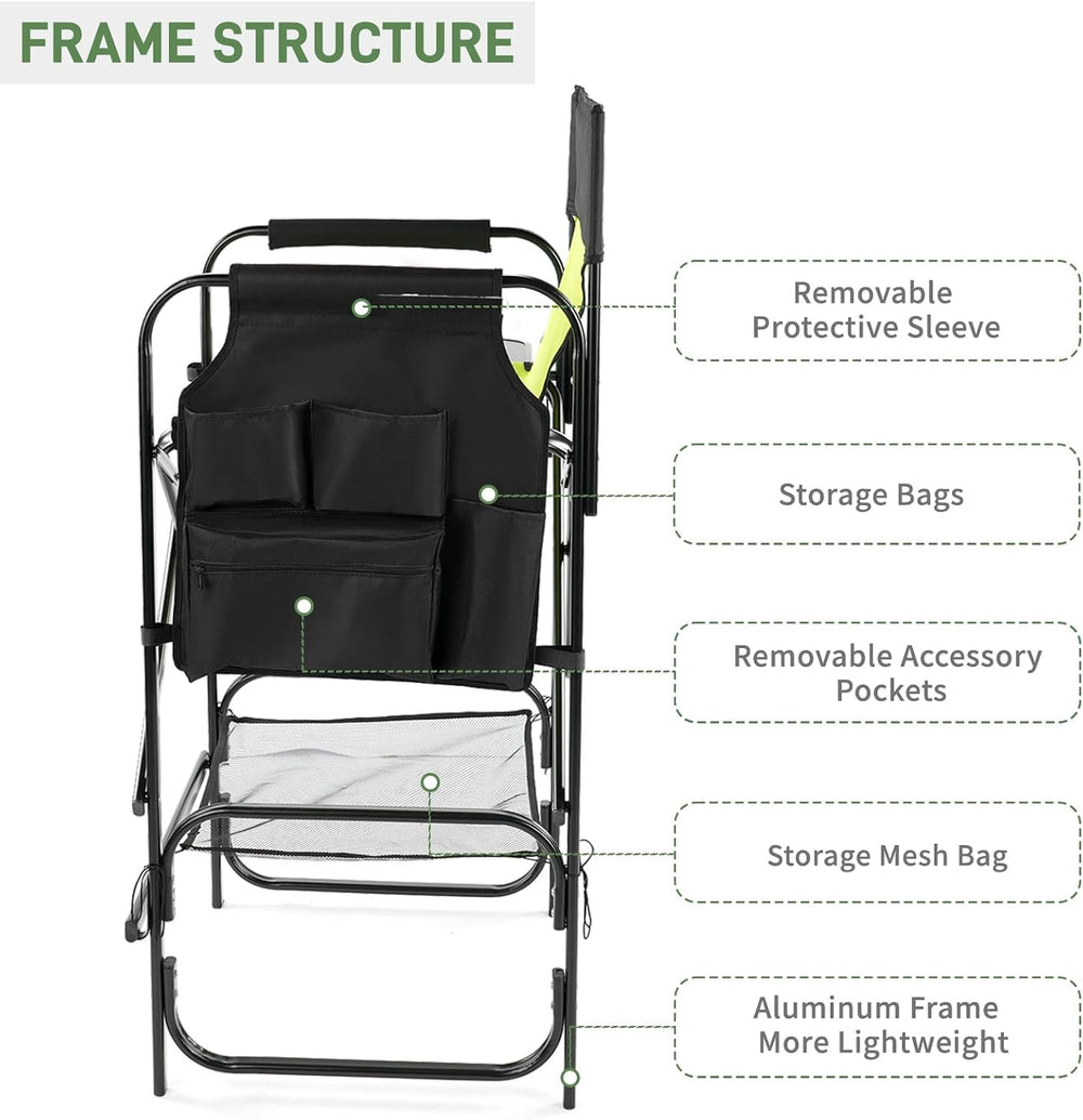 Outvita 4 Piece31 Tall Directors Chair Height Seat Folding with Side Table St...