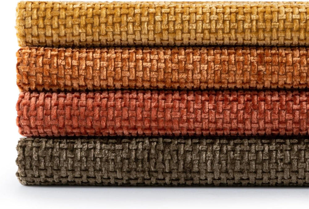 MIULEE Decorative Chenille Fall Pillow Covers Orange Brown 20x20 Pack of 4