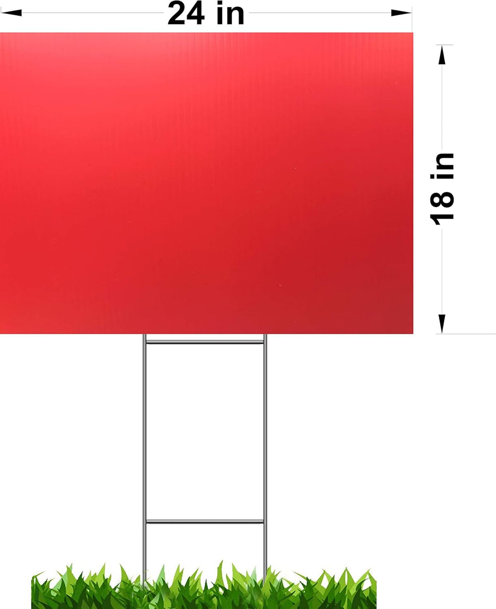 Yard Signs Pack of 10 Red Signs Blank 18''x24'' x 4 mm Corrug...