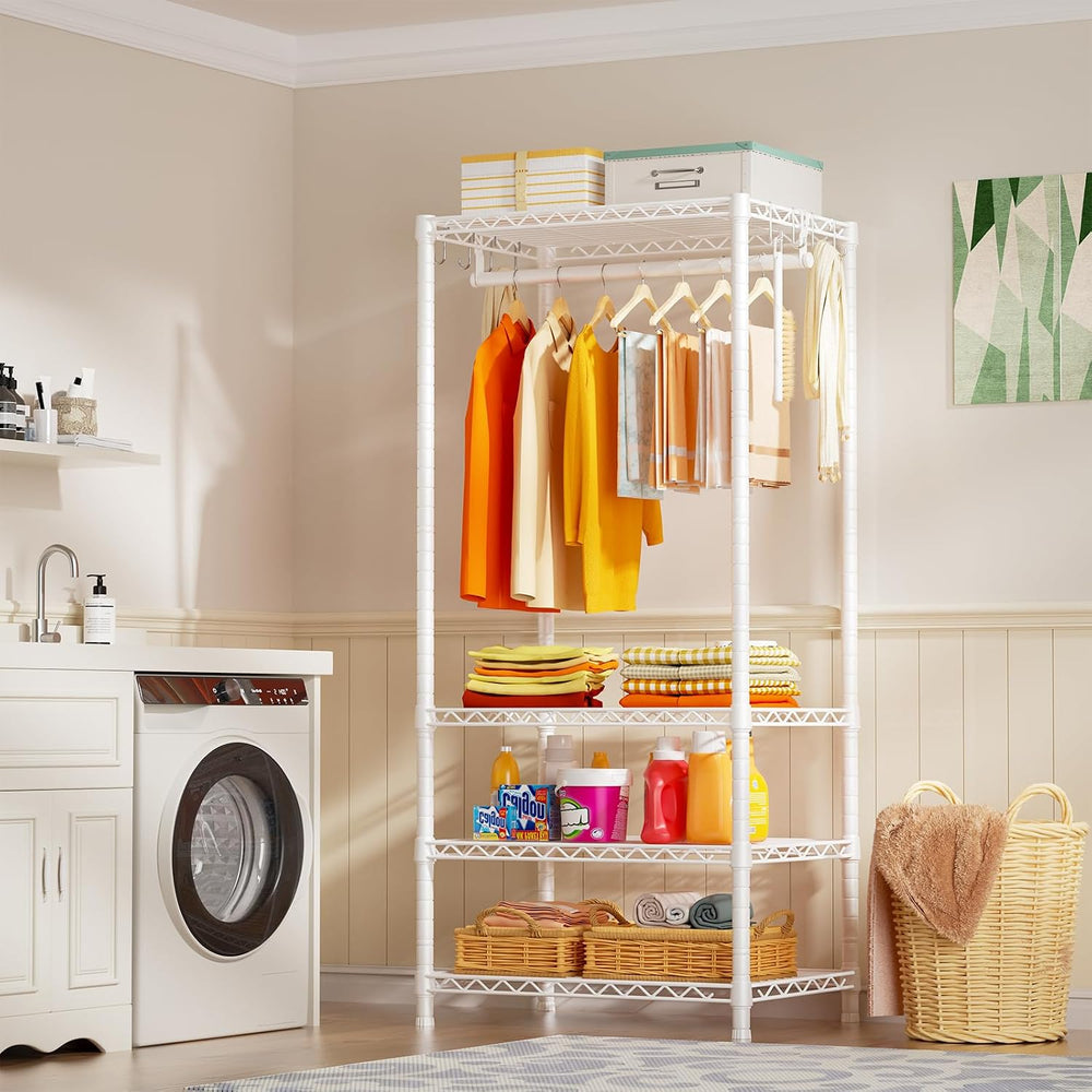 Ulif H4 Mini Portable Closet, 4 Tiers Freestanding Clothing Garment Rack for ...