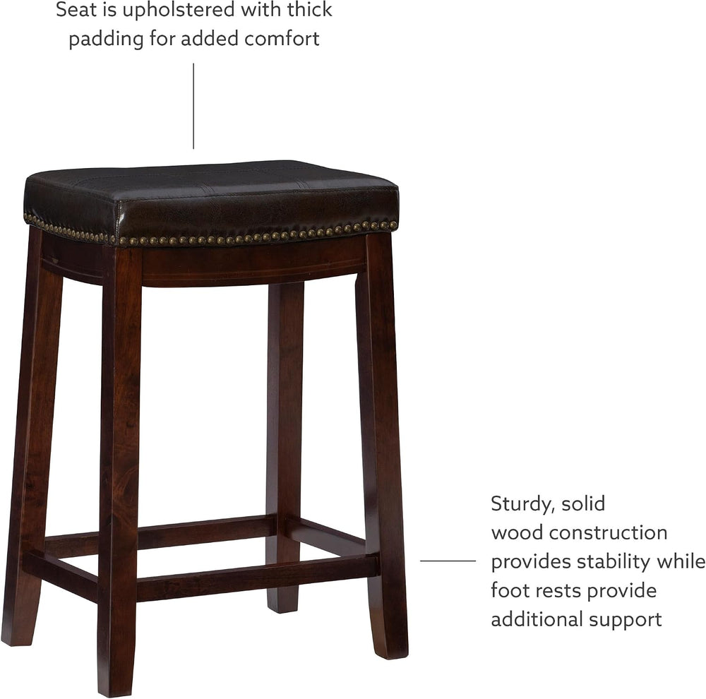 Linon Home Décor Kingston Backless Linon Claridge Stool, Counter Height, Brow...