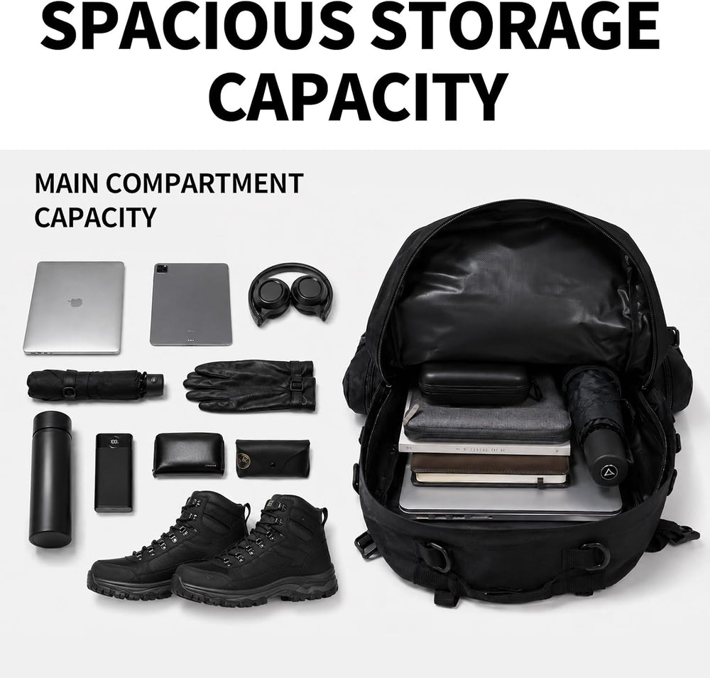 60L Black Military Tactical Backpack with Detachable Molle Bag