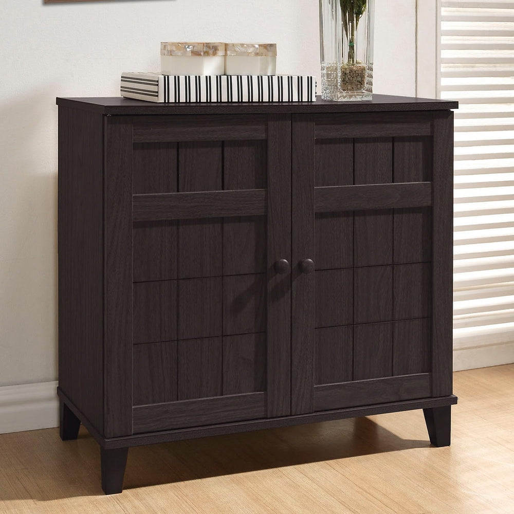 Baxton Studio Glidden Dark Brown Wood Modern Shoe Cabinet (Short)