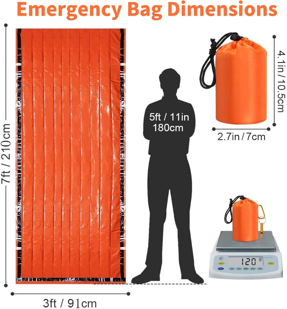 Waterproof Emergency Sleeping Bag with Whistle, 2 Pack Mylar Thermal Bivy Sac...