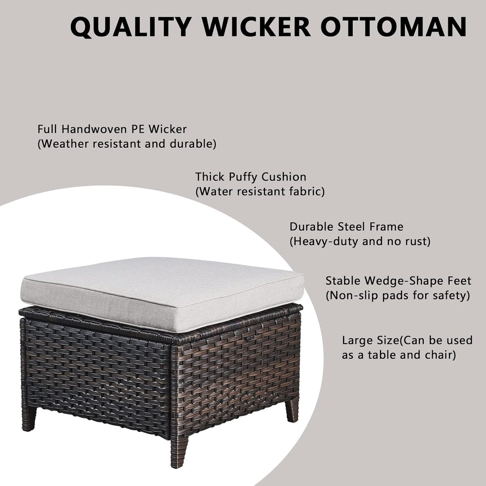 Rilyson 5 Piece Outdoor Patio Furniture Set - Rattan Wicker Patio Conversatio...