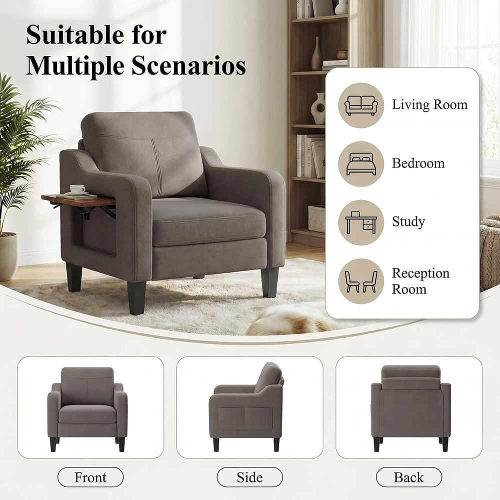 Accent Chairs Set of 2 for Living Room, Mid-Century Upholstered Armchair with...