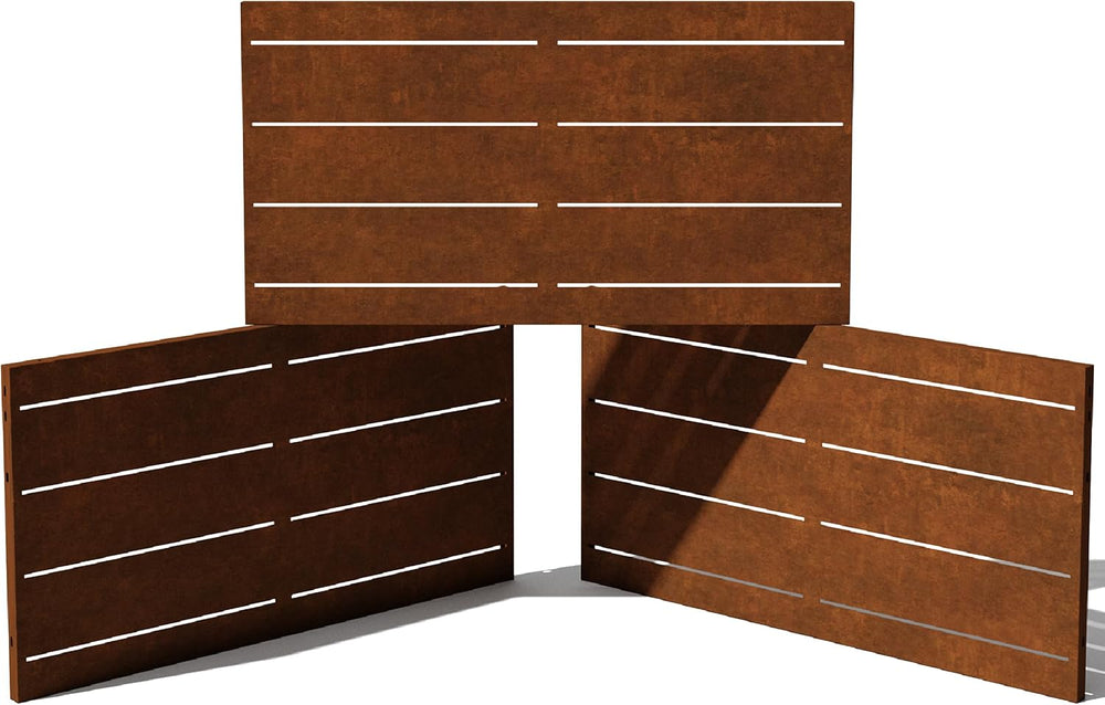 Veradek Corten Steel Privacy Screen Panels - Linear (85% Privacy)