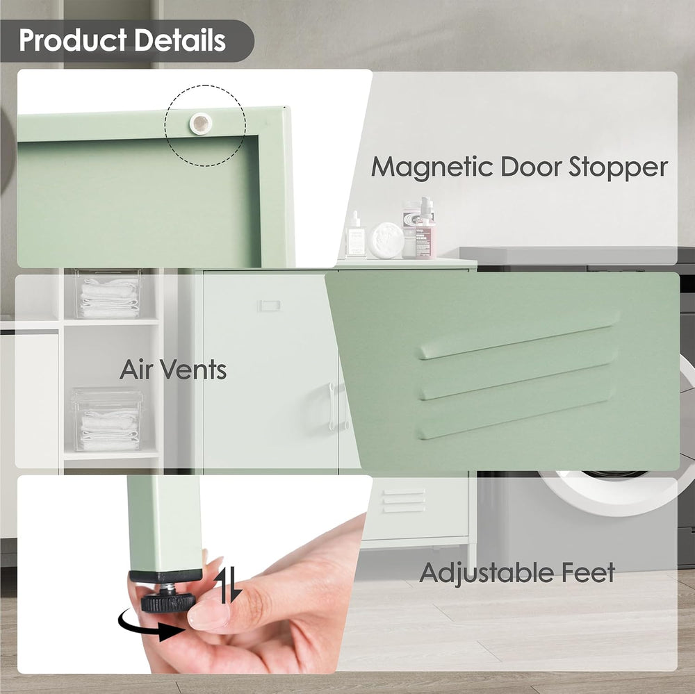 Metal Storage Cabinet Locker Cabinets with Doors and Adjustable Shelf for Kit...
