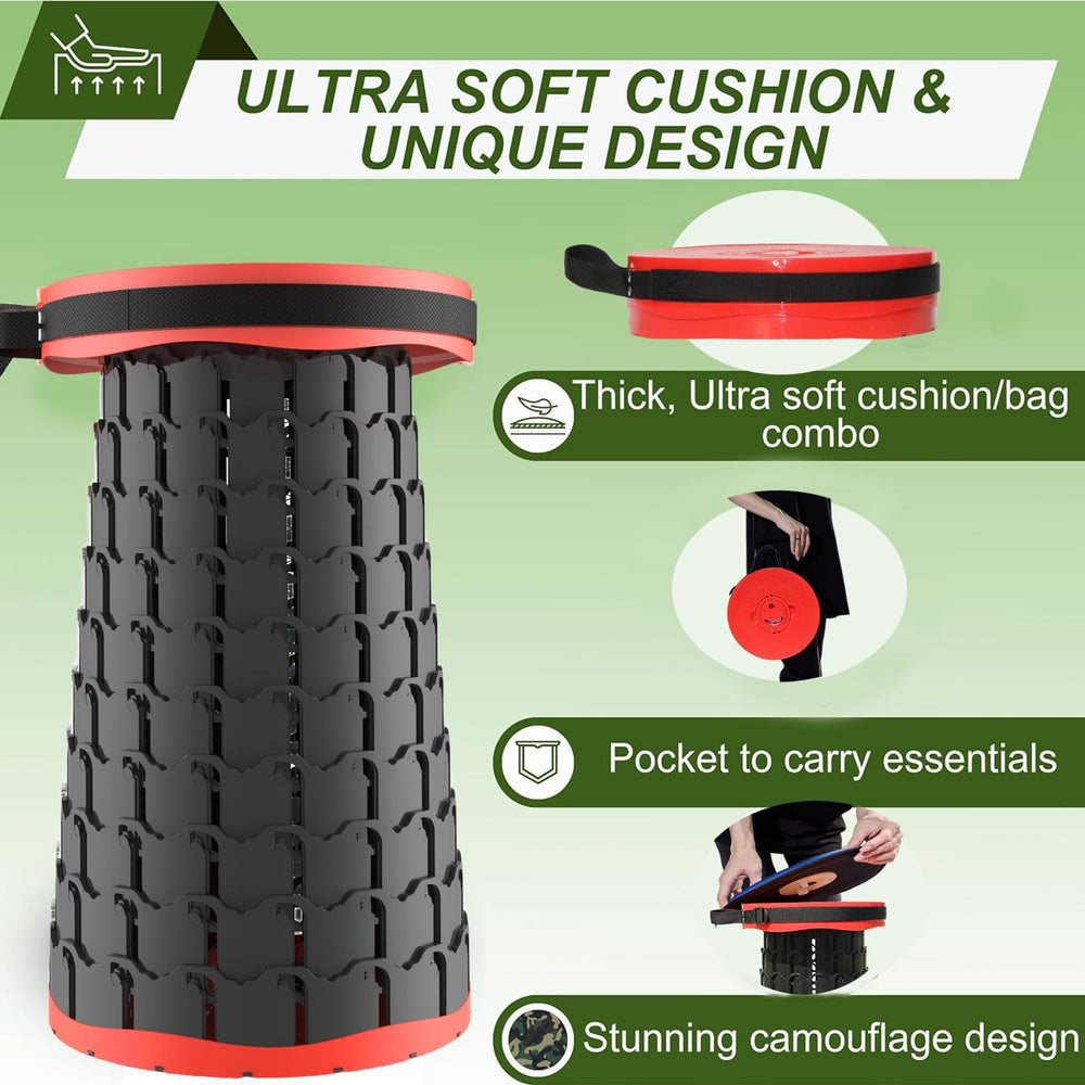 ALEVMOOM Upgraded XXL Collapsible Stool with Cushion 19.7",1000lbs Max W...