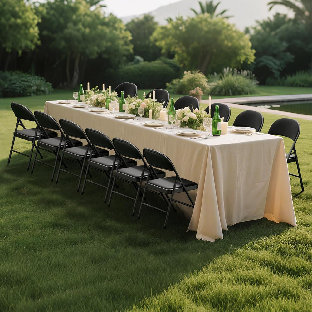 4 Pack Black Padded Folding Chairs with Metal Frame