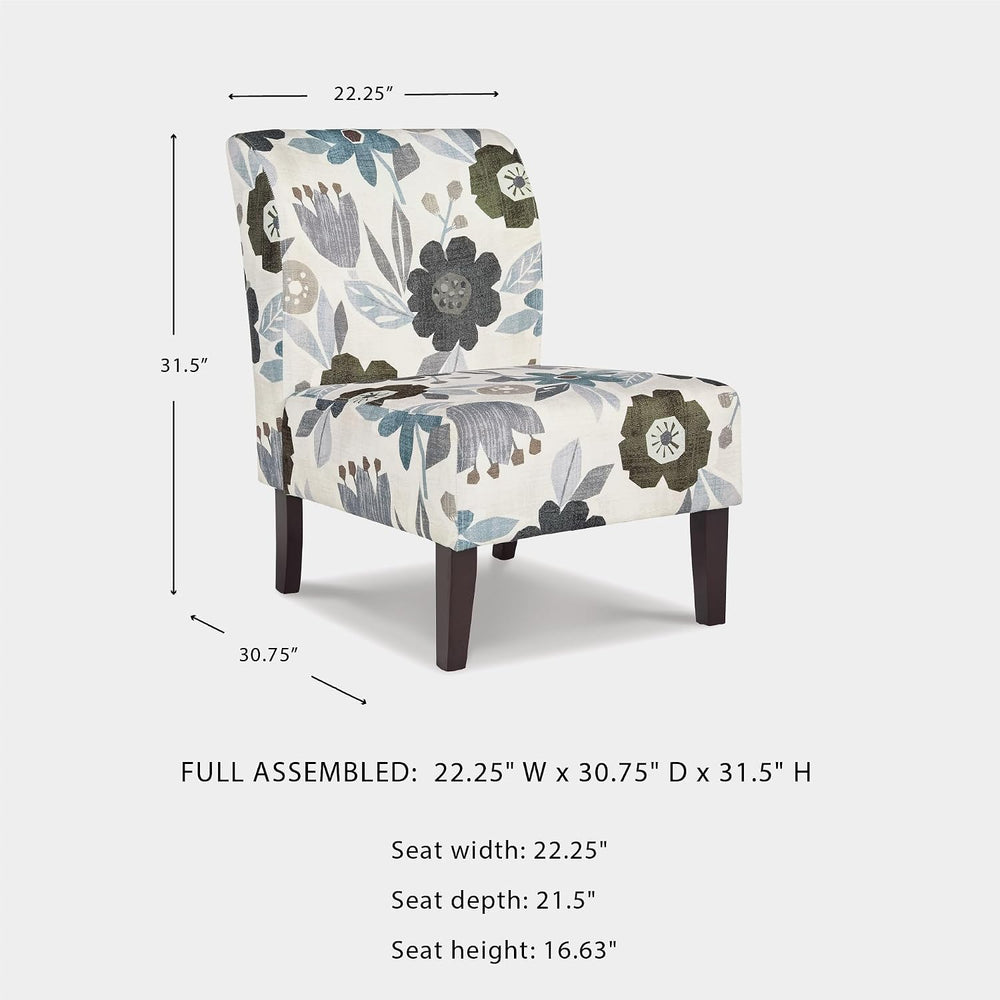 Signature Design by Ashley Armless Accent Chair, Ivory & Blue Floral