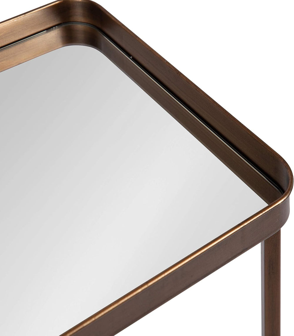 Kate and Laurel Celia Modern Mirrored Tray Side Table, 18 x 12 x 26, Dark Bro...